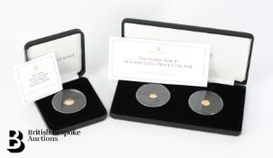22ct Gold Quarter Laurel Coin and 24ct Gold Proof Coin Pair