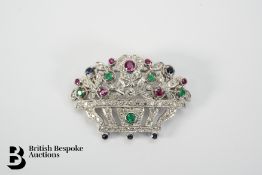 18ct White Gold Floral Brooch