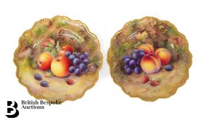 Royal Worcester Fallen Fruit Cabinet Plates by Thomas Lockyer