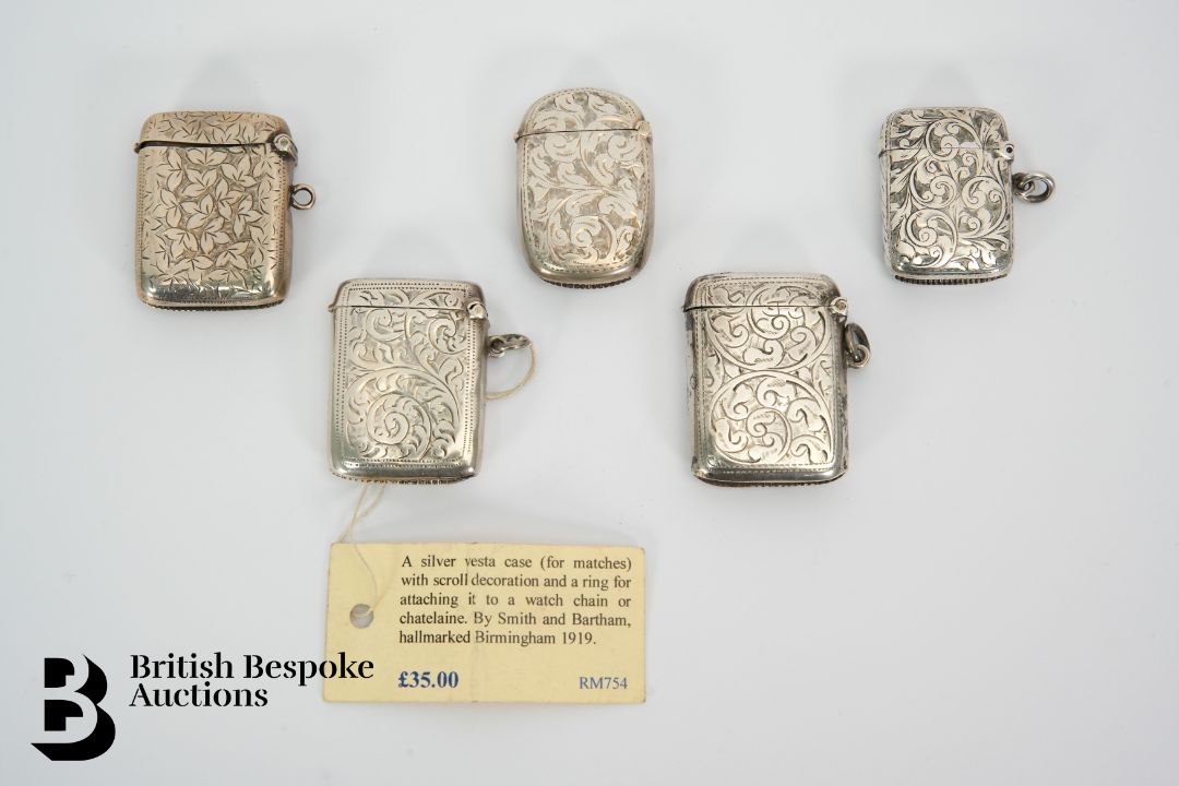 Five Silver Vesta Cases - Image 2 of 2