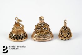 Three 9ct Gold Hallmarked Ornate Fobs