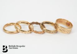 Five 9ct Yellow Gold Wedding Bands