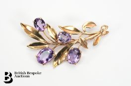 9ct Gold Amethyst Brooch