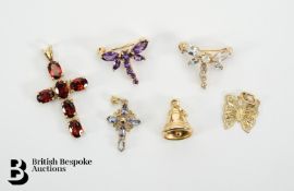 9ct Gold Semi-Precious Stone Pendants