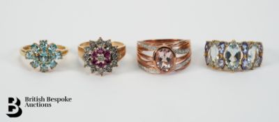 Four 9ct Gold Precious and Semi-Precious Stone Rings