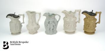 19th Century Relief Moulded Stoneware Jugs