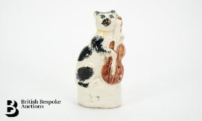 Rare 19th Century Staffordshire Cat Ornament