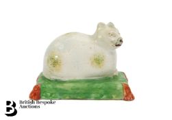 Rare Pearlware Staffordshire Cat Ornament