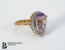 9ct Gold Semi-Precious and Diamond Ring