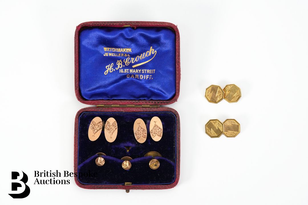 Two Pairs of 9ct Gold Cufflinks and Dress Studs - Image 1 of 2
