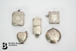 Four Silver Vesta and a Pill Box