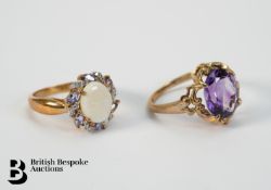 Two 9ct Gold and Semi-Precious Stone Rings