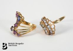 Two 9ct Gold and Semi-Precious Stone Rings