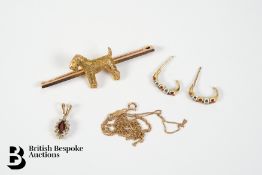 14ct Gold Airedale Terrier Pin Brooch