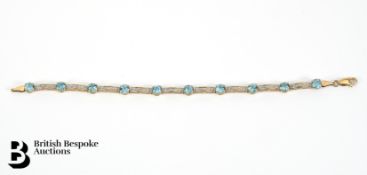 9ct Gold Blue Topaz and Diamond Bracelet