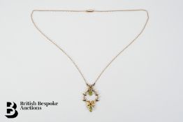 An Edwardian Seed Pearl and Peridot Necklace