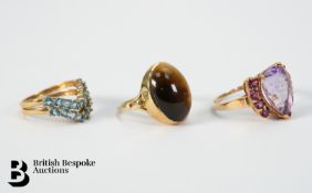 Three Gold Semi-Precious Stone Rings