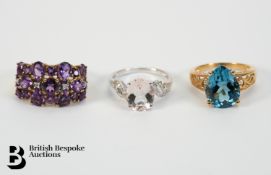 Three 9ct Semi-Precious Stone Rings