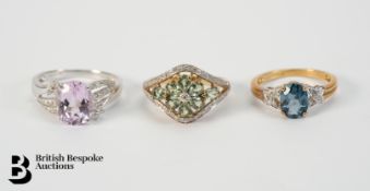 Three 9ct Gold and Semi-Precious Stone Rings