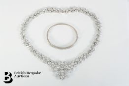 Silver and Cubic Zircon Dress Necklace and Bracelet