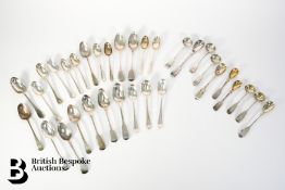 Six Silver Rat Tail Egg Spoons