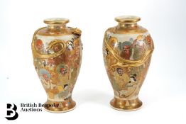 Pair of Japanese Satsuma Dragon Vases