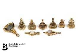 Four 9ct Gold Fob Charms