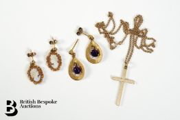 Pair of 9ct Gold Amethyst Earrings