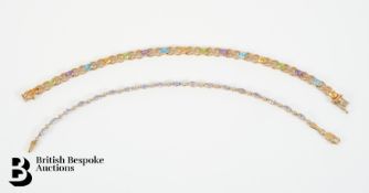Two 9ct Gold Semi-Precious Stone Bracelets