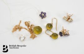 Two 9ct Gold Semi-Precious Stone Pendants