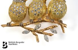 Charming Bespoke 18ct Yellow and Rose Gold, Ruby and Diamond Brooch