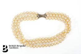 9ct White Gold and Diamond Pearl Collarette