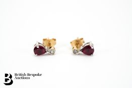 9ct Yellow Gold Diamond and Ruby Earrings