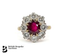 18ct Gold Natural Ruby and Diamond Ring