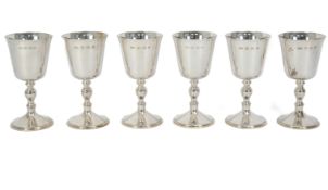 Set of Six Silver Goblets