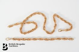 9ct Gold Fancy Link Necklace and Bracelet