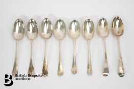 Eight George II Silver Tablespoons