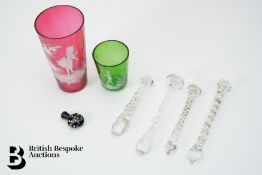 Mary Gregory Glasses and Four Sugar Crushers