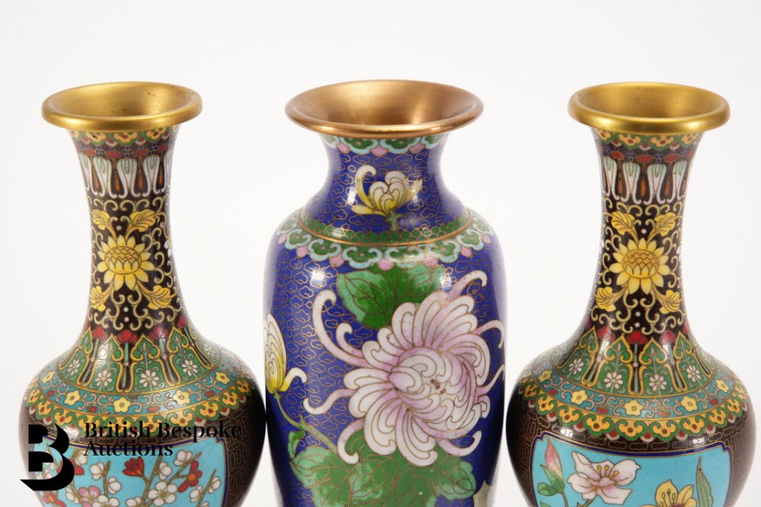 Pair of Chinese Cloisonne Vases - Image 2 of 3