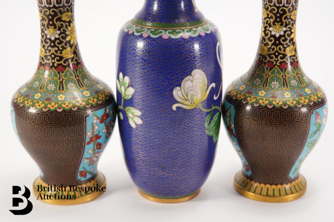 Pair of Chinese Cloisonne Vases - Image 3 of 3