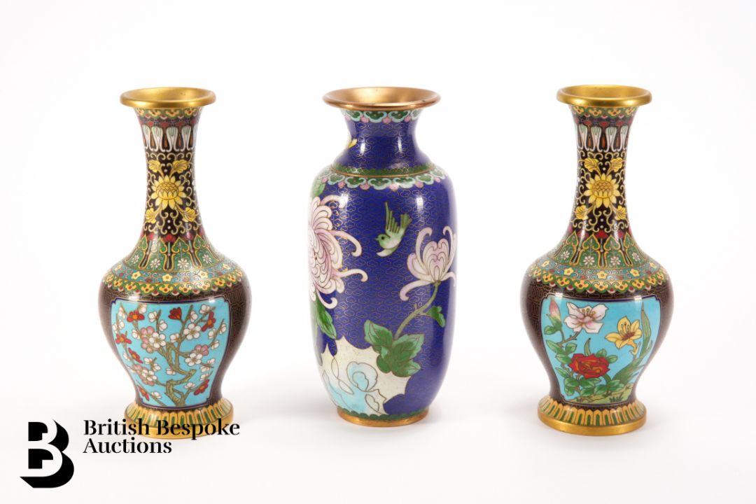 Pair of Chinese Cloisonne Vases - Image 1 of 3
