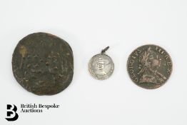 Early Bronze Coin, Half Penny and Medallion