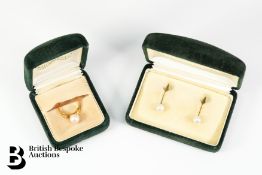14ct Gold Pearl Ring and Ear Studs
