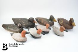 Eight Wooden Decoy Ducks