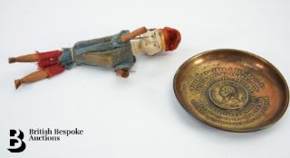 French Peg Doll and Brass Dish