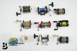 Box of Sea Fishing Line Reels 15lbs to 50 lbs plus an Assortment of Multiplier Reels