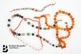 Amber-Effect Bead Necklace