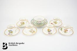 Minton Porcelain Cup and Saucer, and Royal Worcester Coffee Cans and Saucers