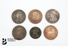 Six WSPU Suffragette Defaced Coins