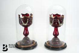 Pair of Cranberry Table Lustre